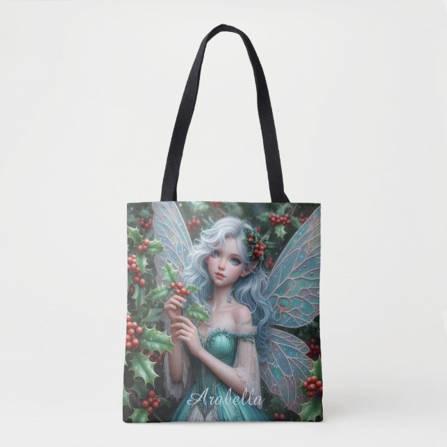 Schöne Dezember Fairy in Holly Tasche (Vorderseite)