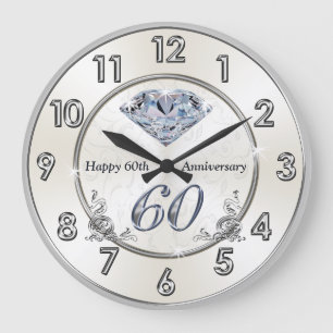 Schöne Diamantene 60. Hochzeitsjubiläum-Uhren Große Wanduhr