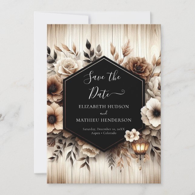 Schöne digitale Rustikale Hochzeit Save The Date (Vorderseite)