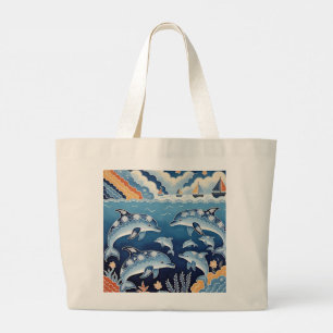 Schöne Dolphin mit Batik Ocean Dreams Jumbo Stoffbeutel