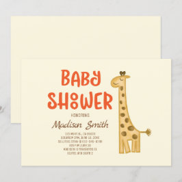 Schöne Doodle Watercolor Giraffe Babydusche Einladung