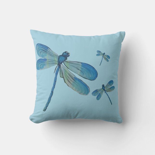Schöne Dragonfly Rosa Blume Original Kunst Kissen (Vorderseite)