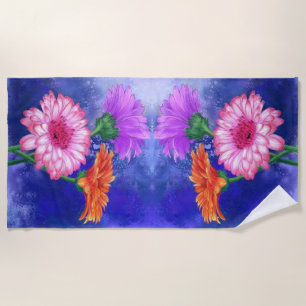 Schöne Drei-Farben-Gerberas - Frühjahr - Malerei Strandtuch