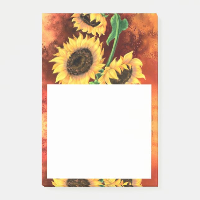 Schöne Drei Sonnenblumen - Malerei - Post-it Klebezettel (Vorderseite)