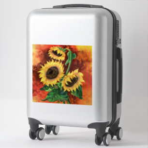 Schöne Drei Sonnenblumen - Migned Art Malerei Aufkleber