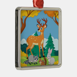 Schöne Dschungeltiere in grüner Landschaft Ornament Aus Metall