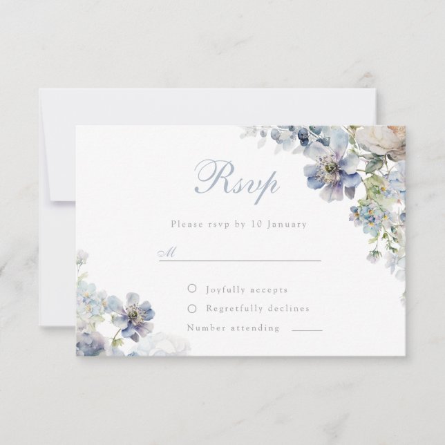 Schöne, duftige Blumen Elegante Hochzeit RSVP Karte (Vorderseite)