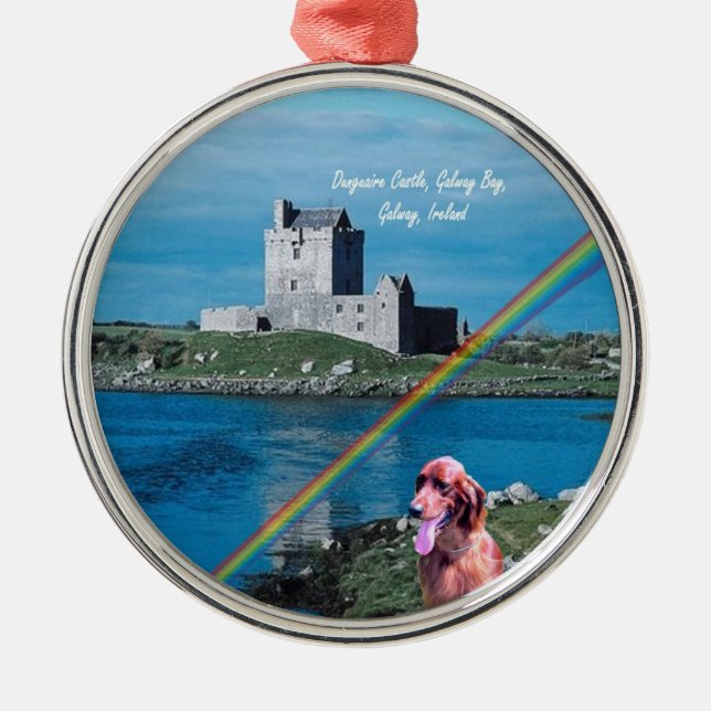 Schöne Dunguaire Schloss-Ansicht-Galway-Bucht Silbernes Ornament (Vorne)