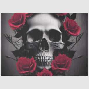 Schöne dunkle und gotische Rose Skull Sigil Seidenpapier