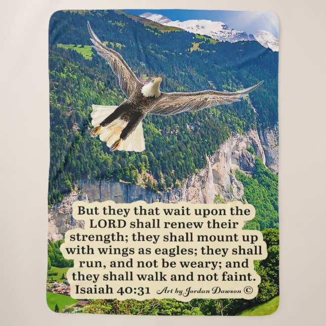 Schöne Eagle-Schrift Isaiah 40:31 Sherpadecke (Vorderseite)