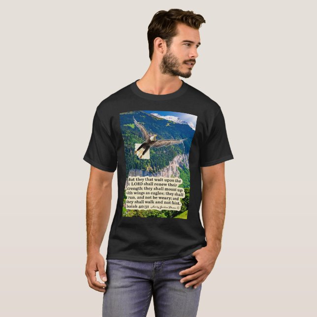 Schöne Eagle-Schrift Isaiah 40:31 T-Shirt (Vorne ganz)