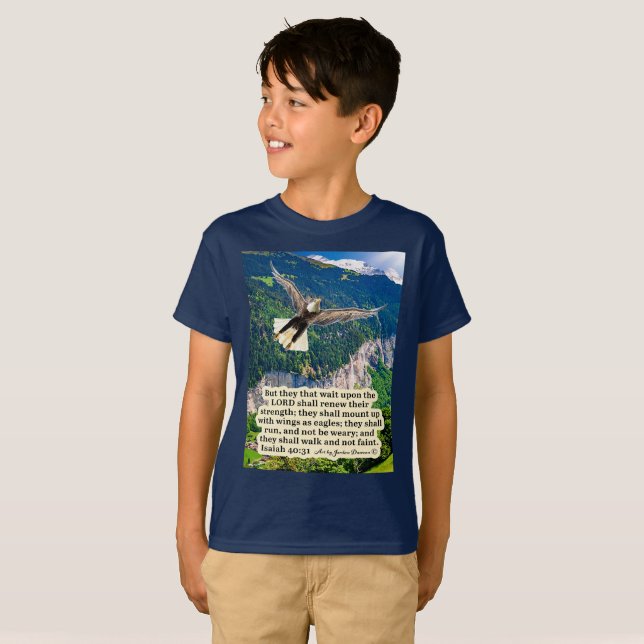 Schöne Eagle-Schrift Isaiah 40:31 T-Shirt (Vorne ganz)