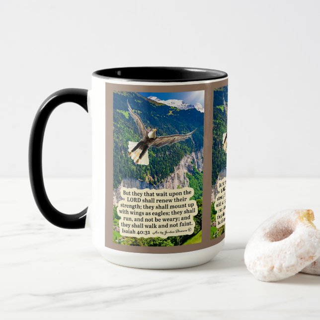 Schöne Eagle-Schrift Isaiah 40:31 Tasse (Mit Donut)