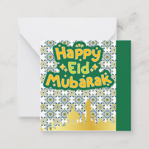 Schöne Eid Mubarak-Grüße Grün Mitteilungskarte