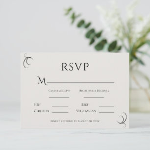 Schöne einfache moderne neutrale Hochzeit RSVP Karte