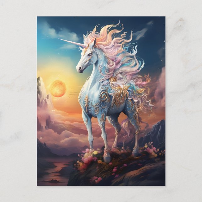 Schöne Einhorn Postkarte (Vorderseite)