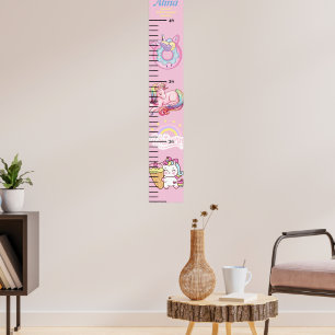 Schöne Einhorn-Rosa-Blütenmädchen-Wachstumstabelle Poster