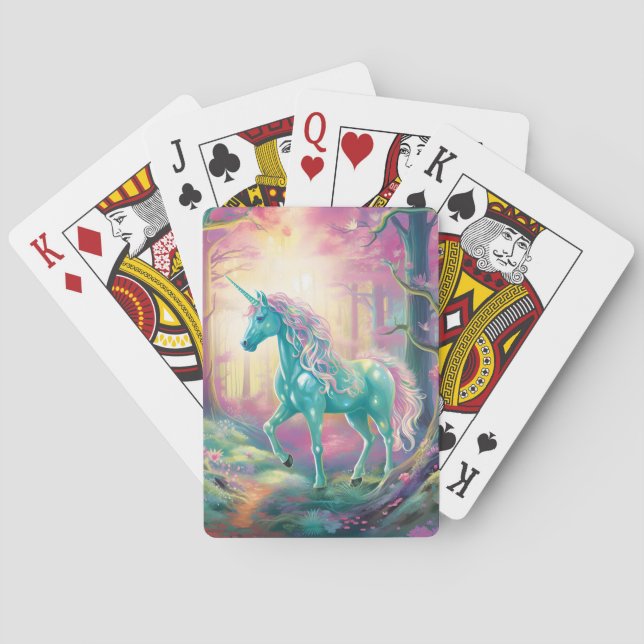 Schöne Einhorn-verzauberte Wald Spielkarten (Rückseite)