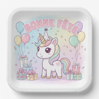 Schöne Einhornparty Pappteller