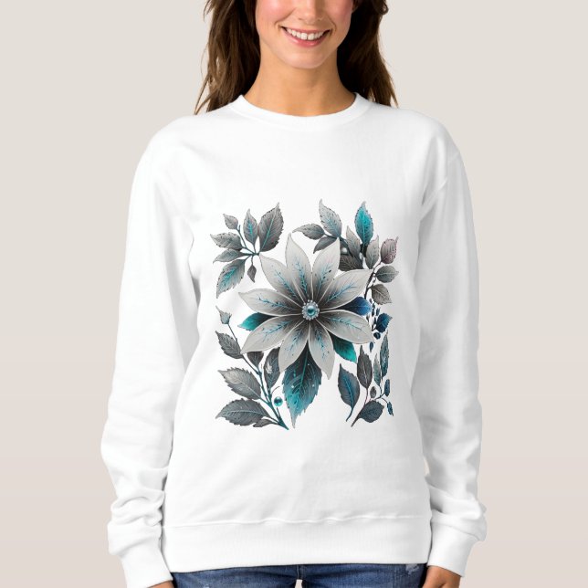 schöne Eisblumen und Blätter Sweatshirt (Vorderseite)