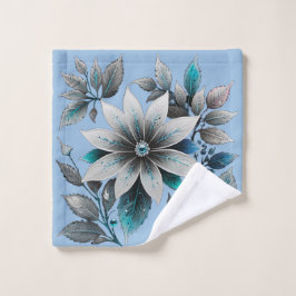 schöne Eisblumen und Blätter Waschlappen