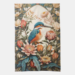 Schöne Eisvogel- und Protea-Blumen Geschirrtuch