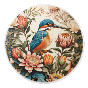 Schöne Eisvogel- und Protea-Blumen Keramikknauf