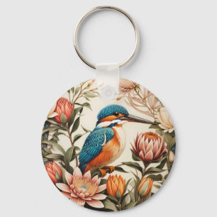 Schöne Eisvogel- und Protea-Blumen Schlüsselanhänger