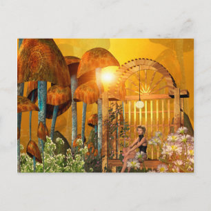 Schöne Elche sitzend im Garten mit Blume Postkarte