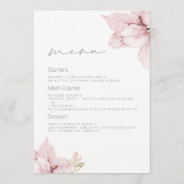 Schöne Elegance Blush Bloral Wedding Menükarte