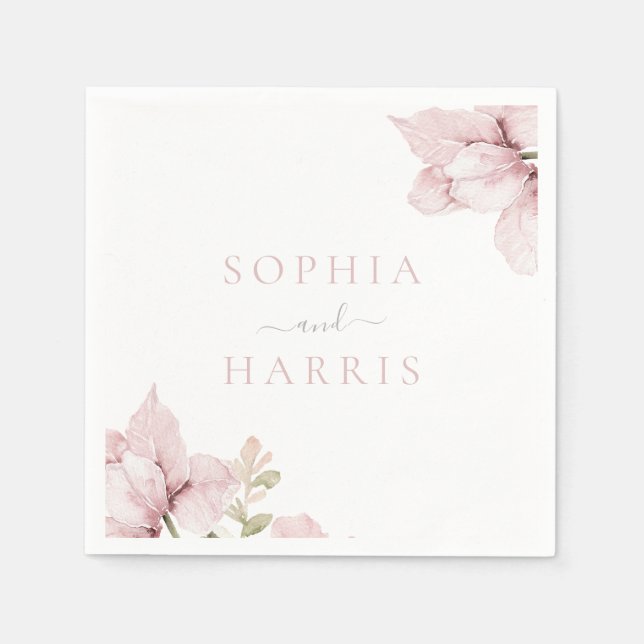 Schöne Elegance Blush Bloral Wedding Serviette (Vorderseite)