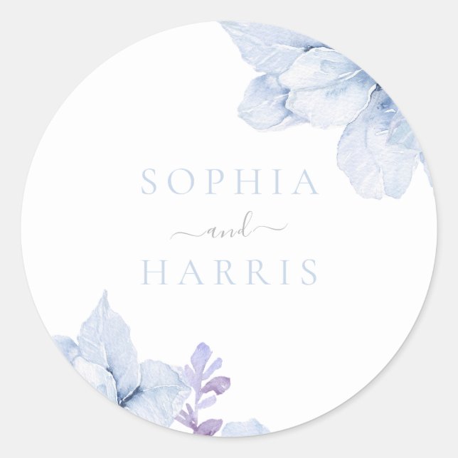 Schöne Elegance Sky Blues Hochzeit Runder Aufkleber (Vorderseite)