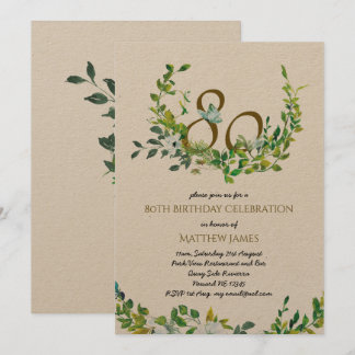 Schöne Elegant 80. Geburtstag Einladungen KRAFT