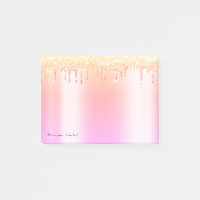 Schöne Elegant Ombre Glitzer Tropfen Post-it Klebezettel (Vorderseite)