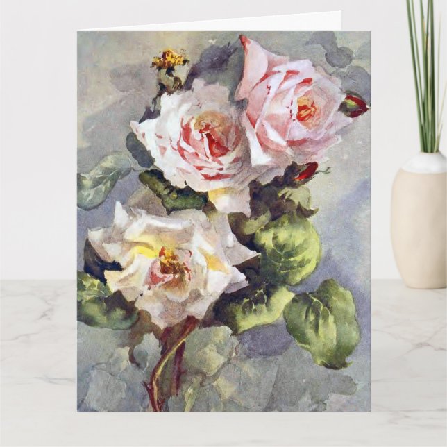 Schöne Elegant Rosa Wasserfarben Malerei Karte (Vorderseite)