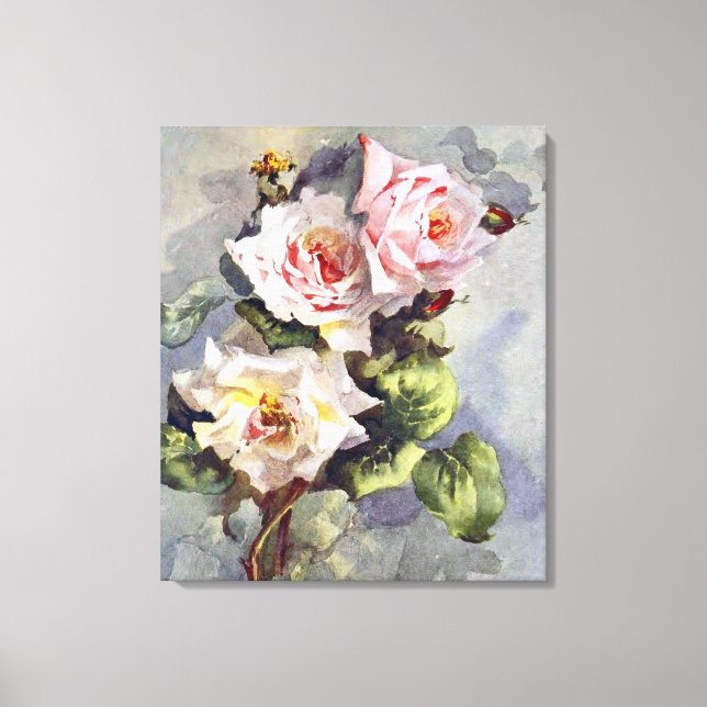 Schöne Elegant Rosa Wasserfarben Malerei Leinwanddruck (Vorderseite)