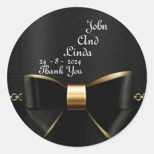 Schöne elegante Black and Gold Wedding Tuxedo Runder Aufkleber