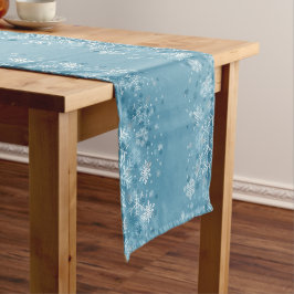 Schöne Elegante Blau und Weiß Schneeflocken Kurzer Tischläufer