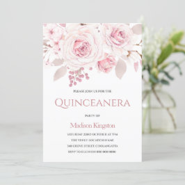 Schöne Elegante Blush Rose Quinceanera Party Einladung