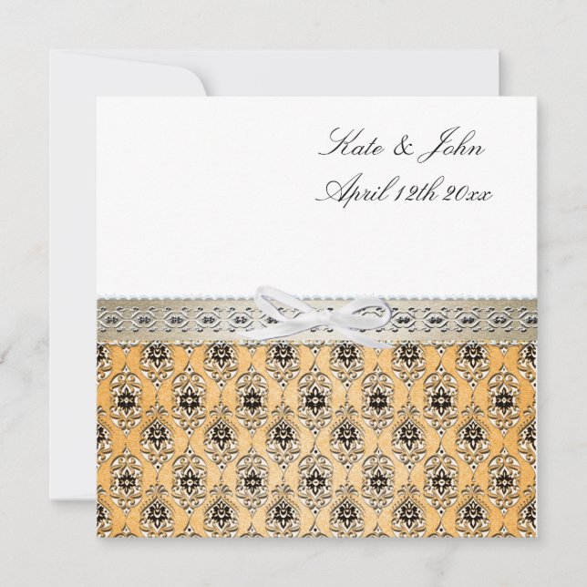 Schöne elegante Damask Hochzeitseinladung Einladung (Vorderseite)