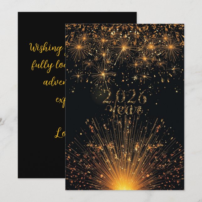 Schöne elegante Flat-Karte zum Neujahrsurlaub (Vorne/Hinten)