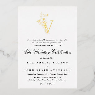 Schöne Elegante GOLD Monogram Wedding Folieneinladung