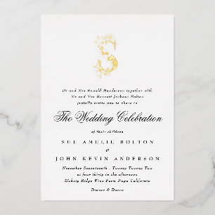 Schöne Elegante GOLD Monogram Wedding Folieneinladung