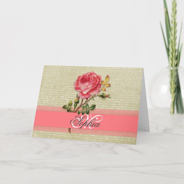 Schöne, elegante, gurt monogramm Vintage Rose (Vorderseite)