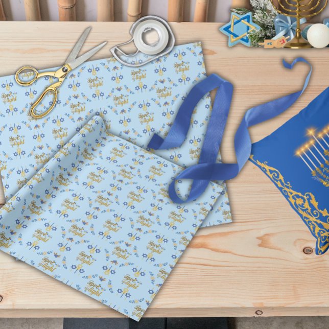 Schöne elegante hellblaue Hanukkah Geschenkpapier (Von Creator hochgeladen)