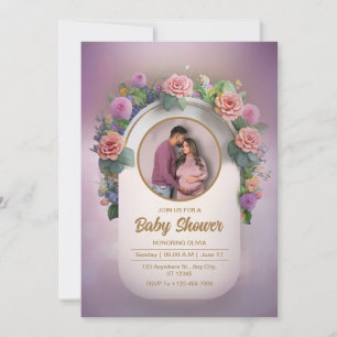 Schöne Elegante Moderne Babydusche für Fotos Einladung