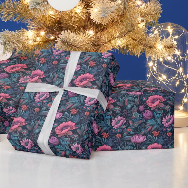 Schöne Elegante Rosa Vintage Blüte Geschenkpapier (Feiertage)