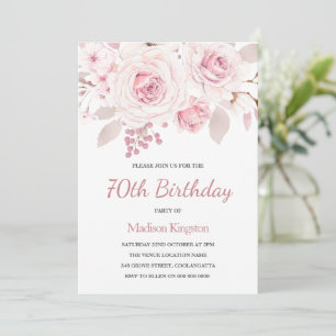 Schöne Elegante Rose Frauen 70. Geburtstag Einladung