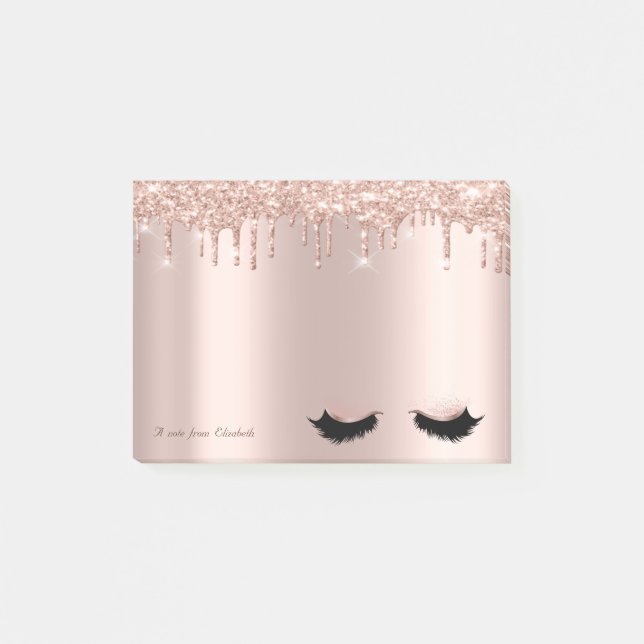 Schöne Elegante Rose Gold Glitzer Tropfen Imitate  Post-it Klebezettel (Vorderseite)