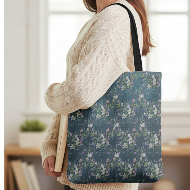 Schöne elegante rustikale Wildblumen auf Aquamarin Tasche (Von Creator hochgeladen)
